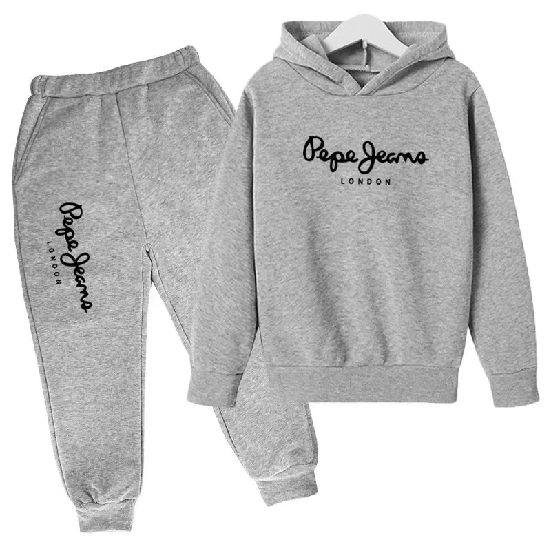 Ocio estampado de letras 2 uds Sudadera con capucha + Pantalones chándales 3-13 años niños niñas primavera otoño trajes ropa de calle ropa para niños
