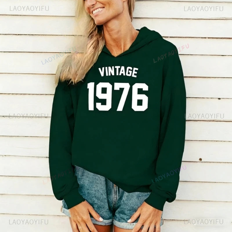 Sudaderas con capucha a juego para 45 cumpleaños, regalo Vintage 1976, sudadera de otoño e invierno, jersey de moda de manga larga para mantener el calor