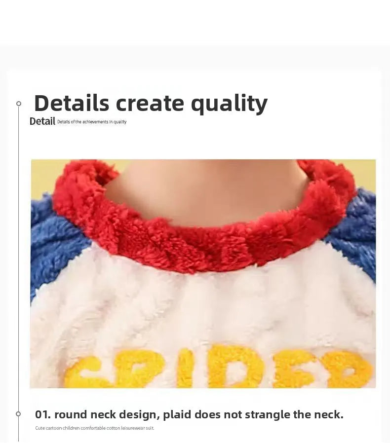 Otoño/Invierno Disney ropa para niños conjunto de ropa de dormir para niños conjunto de pantalones gruesos y cálidos de franela pijamas de dos piezas ropa para niños Spiderman