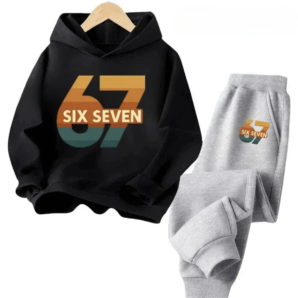 Conjunto de Ropa Infantil 67 Comfort, de 4 a 13 Años, Algodón Orgánico Antiencogimiento, Agradable al Tacto, Ropa Escolar, Conjunto de Sudadera Cómoda para Niños
