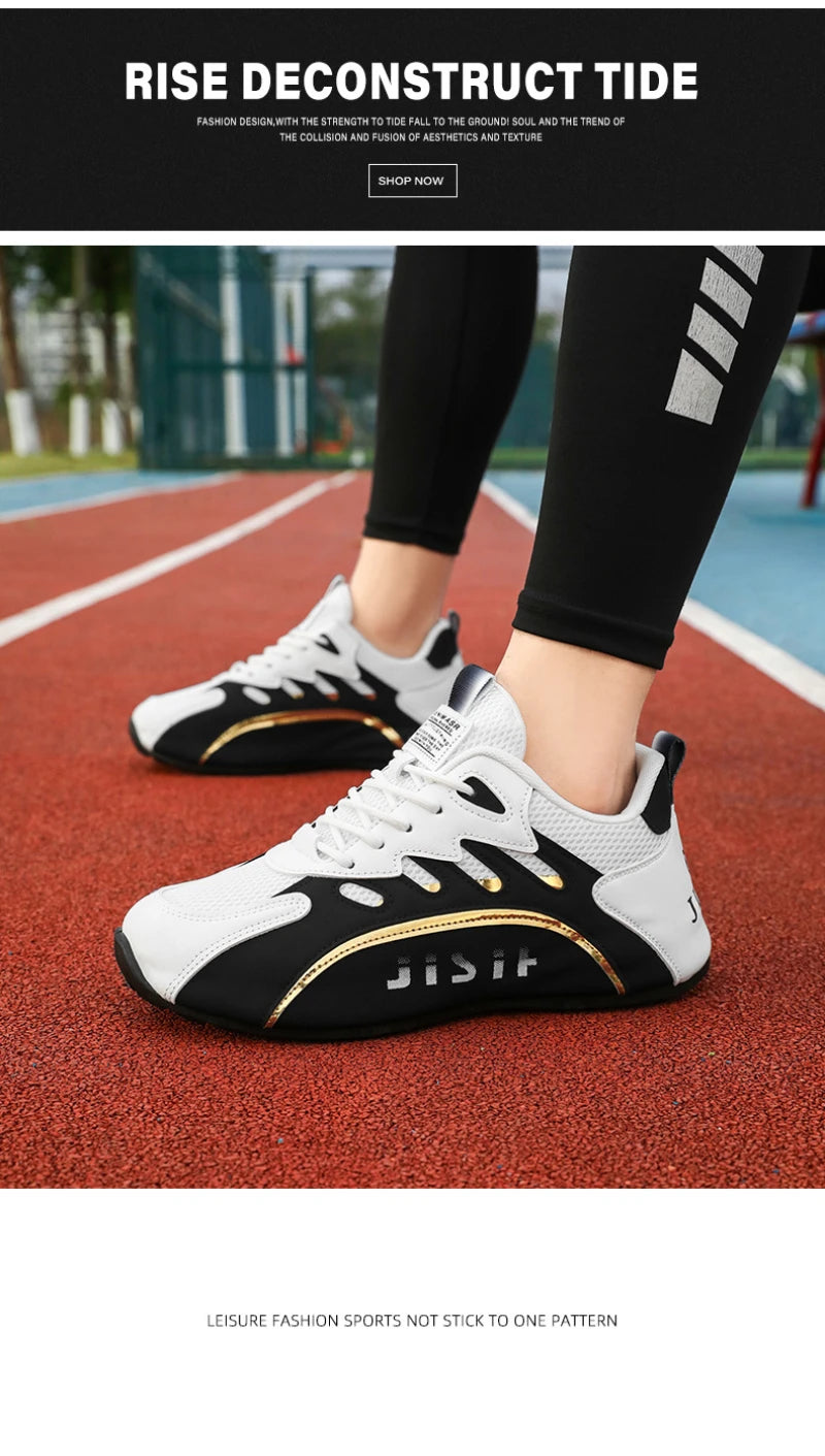 Zapatillas de deporte de malla transpirable rojas y blancas para hombre, zapatos para correr informales a la moda, zapatillas deportivas ligeras antideslizantes para uso diario