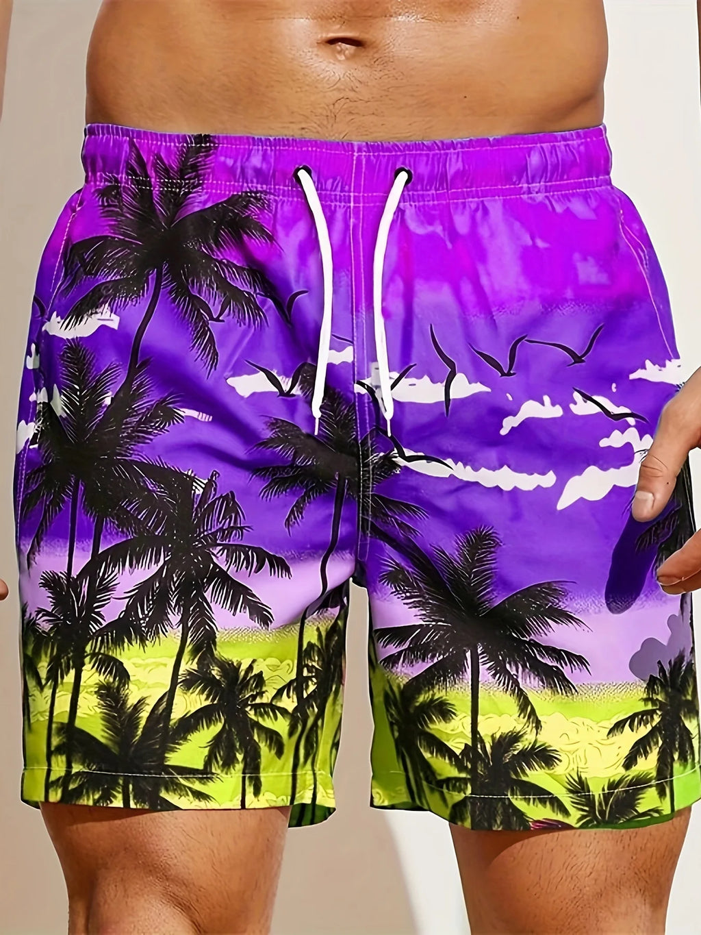 Pantalones cortos de playa sueltos para hombre, pantalones cortos de árbol de coco de secado rápido con cordón para verano, mujeres y hombres, pantalones cortos deportivos informales de gran tamaño con estampado 3D