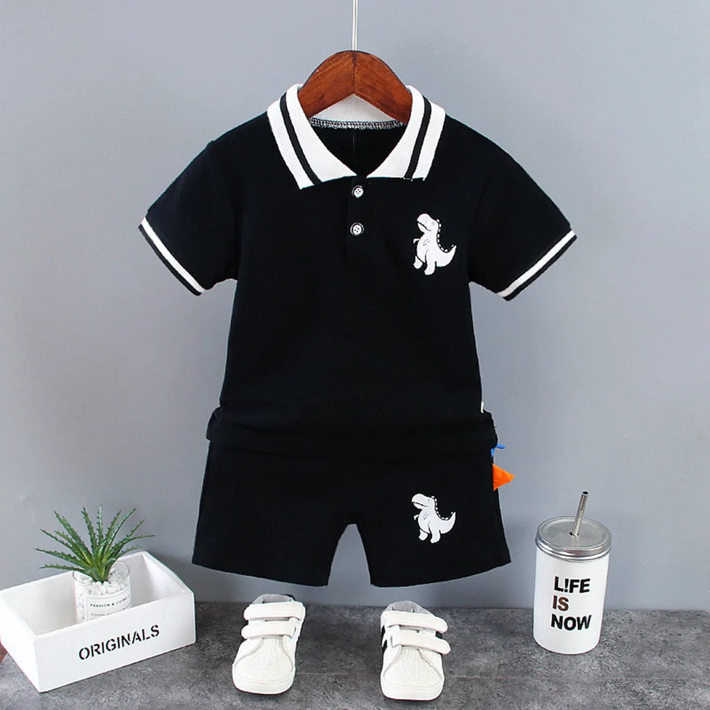 Nueva ropa de verano para bebés, camiseta de dibujos animados para niños, pantalones cortos, 2 unids/set, conjunto de ropa para niños, disfraz informal infantil, chándales para niños pequeños