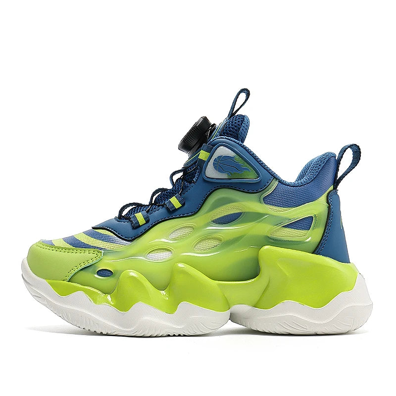 Zapatillas de baloncesto para niños, zapatillas de baloncesto de moda transpirables de malla para adiestramiento al aire libre, antideslizantes, resistentes al desgaste