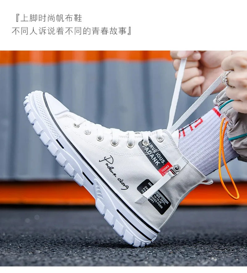 Men's Shoes 2024 New High Top Sneakers for Men Casual Breathable Platform Shoe Male Vulcanize Canvas Shoes Zapatos Para Hombres
