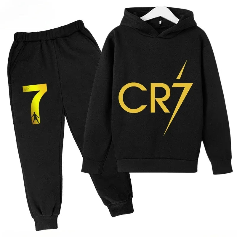 Chándal de Secado Rápido CR7 para Niños de 7 a 13 Años, Ronaldo 7 #   Conjunto Deportivo Estampado, Ropa Deportiva Transpirable, Ropa Infantil de Boutique