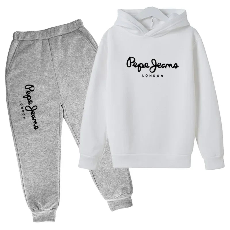 Ocio estampado de letras 2 uds Sudadera con capucha + Pantalones chándales 3-13 años niños niñas primavera otoño trajes ropa de calle ropa para niños
