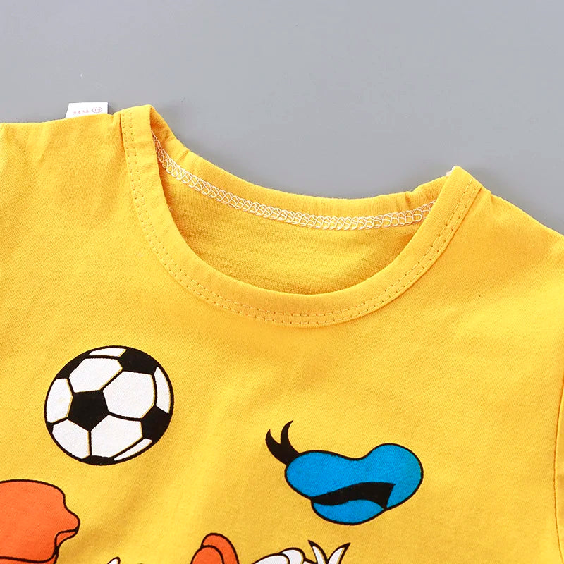 Conjunto de ropa informal para niños, chándal de 2 piezas con dibujos animados del Pato Donald, camiseta y pantalones cortos, verano, 1-4 años