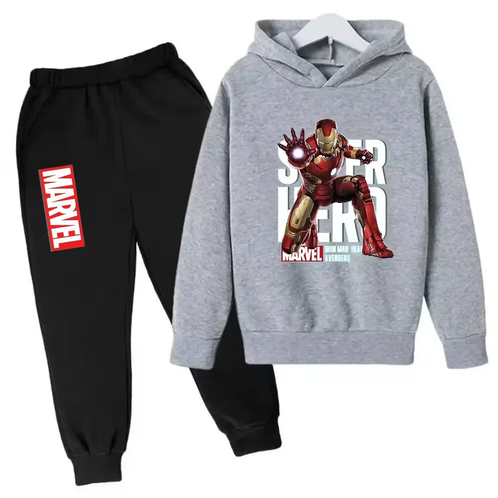 Sudadera con capucha de superhéroe de Marvel para niños, traje con capucha de Hulk para niños, traje de Iron Man para niños y niñas, conjunto de sudadera de otoño e invierno