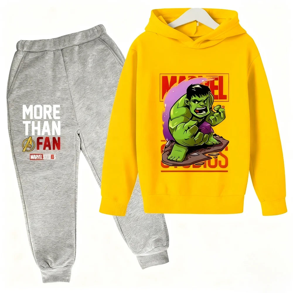Sudadera con capucha de superhéroe de Marvel para niños, traje con capucha de Hulk para niños, traje de Iron Man para niños y niñas, conjunto de sudadera de otoño e invierno