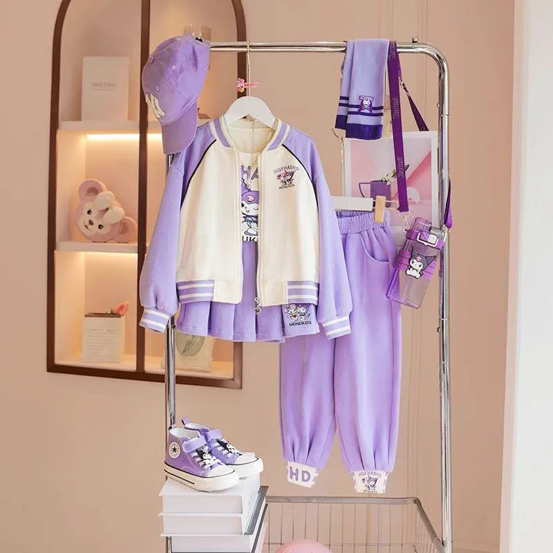 Conjunto Kuromi Sanrio Niña - Chaqueta + Camiseta + Pantalón