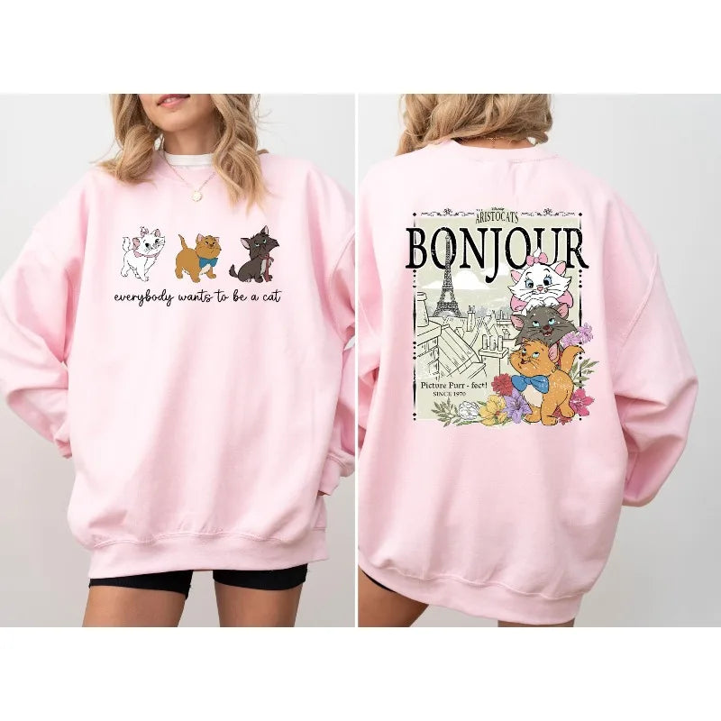 Todo el mundo quiere ser un sudadera de gato, sudadera de gatos de Disney, sudadera de los Aristogatos de Disney, suéter de Aristogatos Marie Cat