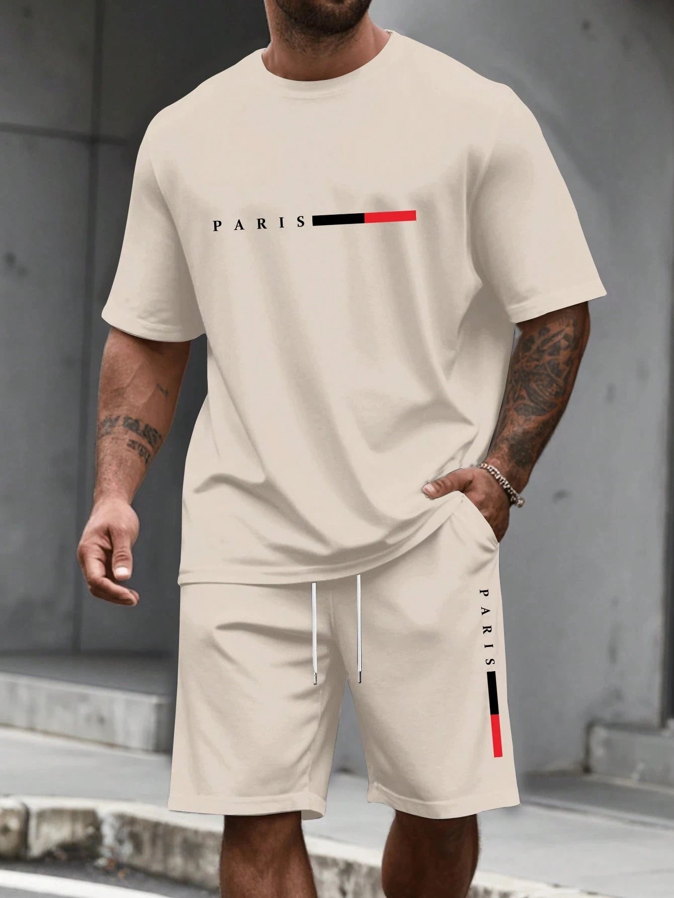 Chándal de hombre 2 piezas  Conjunto de camisa y pantalones cortos de manga corta con cuello redondo, traje para correr para hombre, camisetas de talla grande, ropa para hombre, camiseta de verano