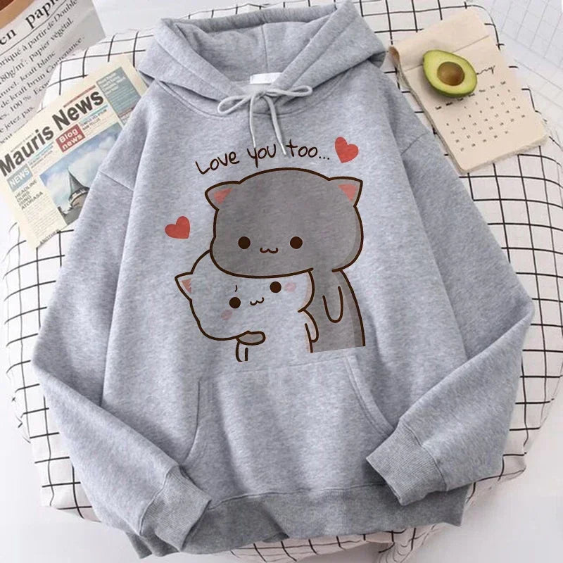 Ropa de calle gótica de dibujos animados para hombre y mujer, sudaderas con capucha con estampado de Bubu Dudu Y2k, divertidas sudaderas Kawaii, ropa con capucha con gráfico Vintage de los años 90