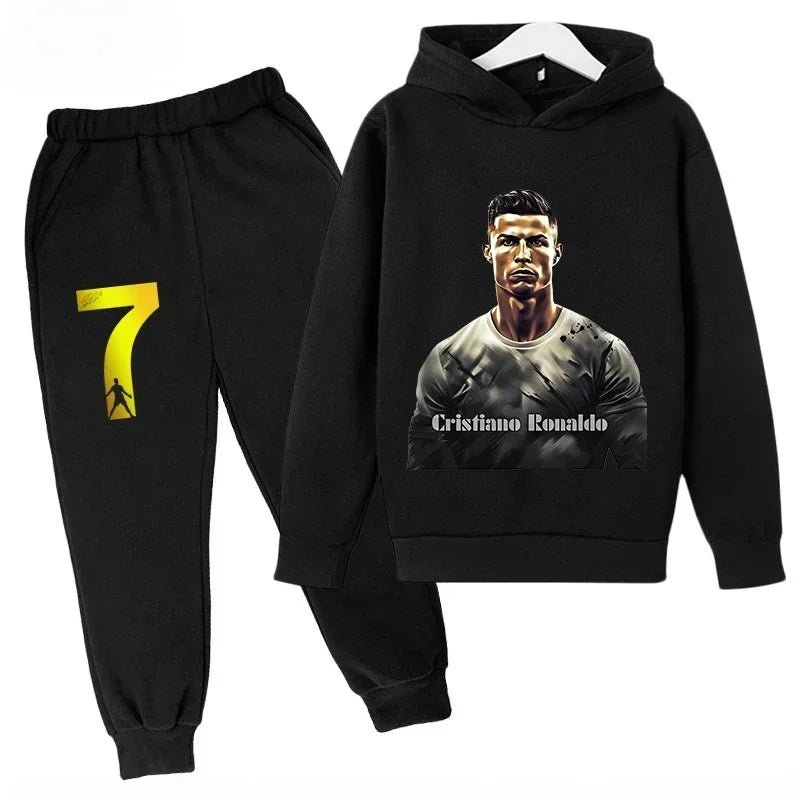 Chándal de Secado Rápido CR7 para Niños de 7 a 13 Años, Ronaldo 7 #   Conjunto Deportivo Estampado, Ropa Deportiva Transpirable, Ropa Infantil de Boutique