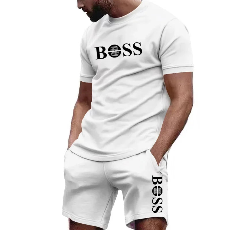 Conjunto deportivo de dos piezas para hombre, camiseta de manga corta y pantalones, ropa deportiva para correr y fitness, verano 2026, gran descuento