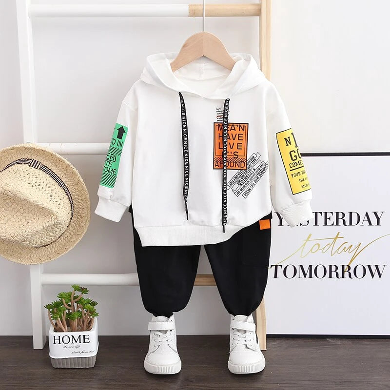 Conjunto Bebé Niños - Sudadera Capucha + Pantalón Primavera