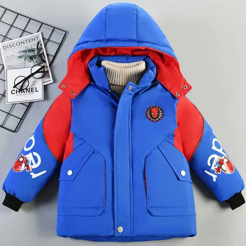 Nuevo abrigo de invierno para niños, ropa de moda para niños, ropa cálida y gruesa de algodón con capucha, prendas de vestir exteriores largas, chaquetas Parka para niños