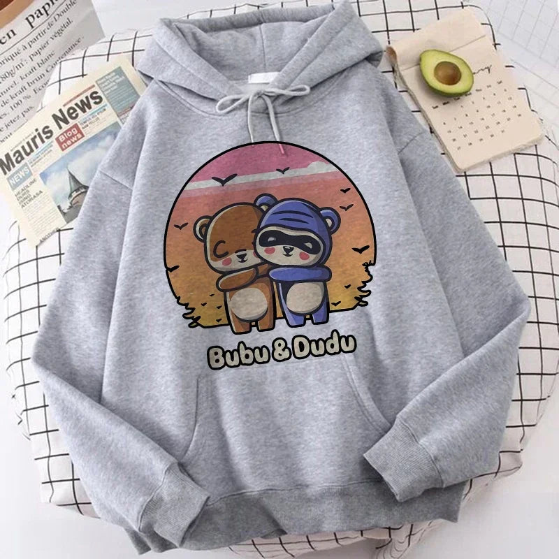 Ropa de calle gótica de dibujos animados para hombre y mujer, sudaderas con capucha con estampado de Bubu Dudu Y2k, divertidas sudaderas Kawaii, ropa con capucha con gráfico Vintage de los años 90
