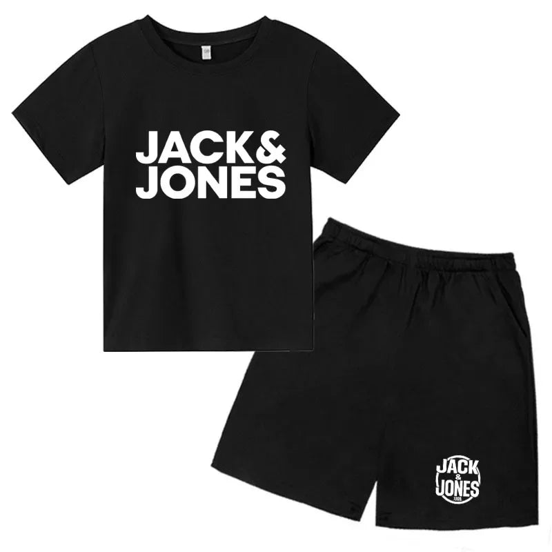 Conjuntos de Ropa para Niños y Niñas de 4 a 14 Años, Camisetas Transpirables de Verano con Estampado de Letras Sencillas y a la Moda + Pantalones Cortos, 2 Piezas