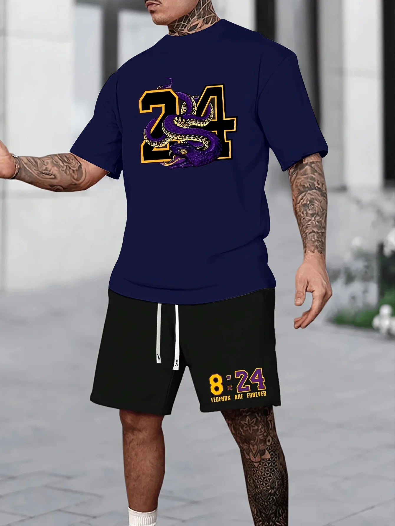 Conjunto relajado con temática Chicago de verano para hombre, conjunto de camiseta y pantalones cortos estampados talla 32, conjunto deportivo informal de dos piezas de talla grande para adultos