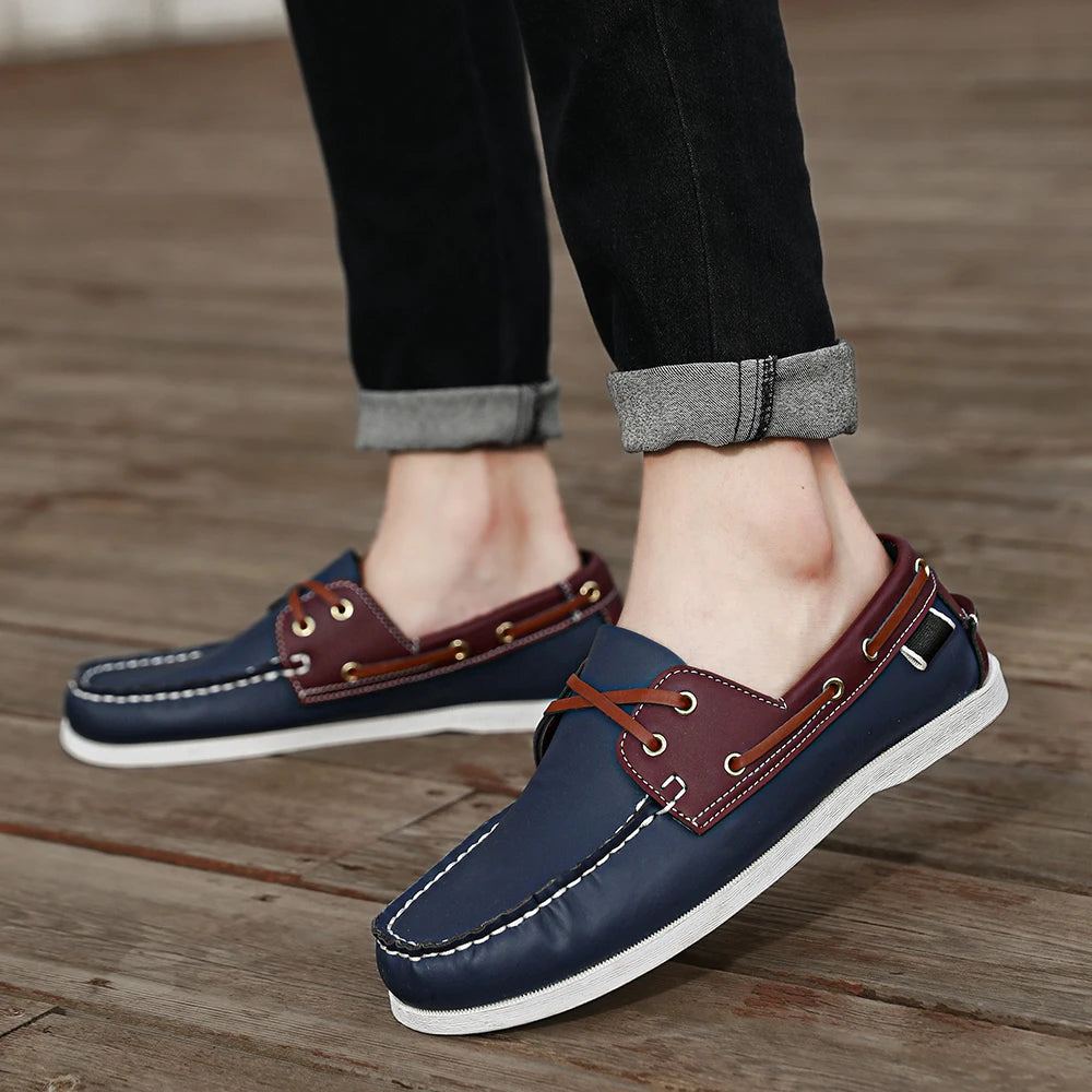 Zapatos mocasines con punta delantal de moda para hombre, cómodos antideslizantes para caminar al aire libre, viajar, primavera y verano