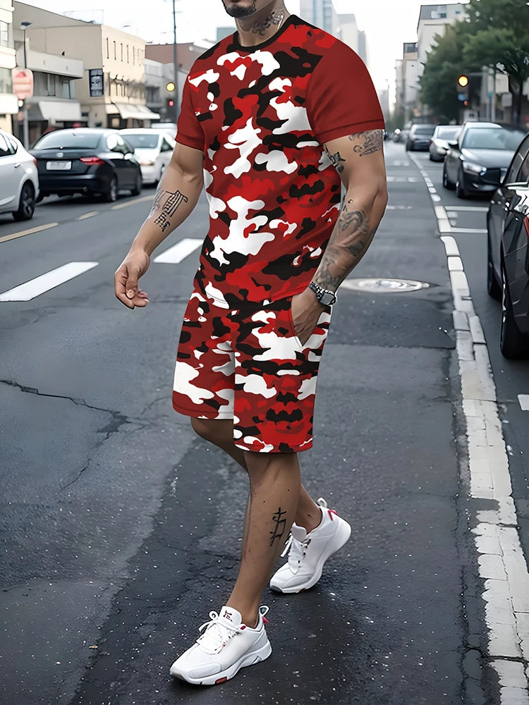 Camisetas de verano al aire libre de moda de calle para hombre Casual diario pantalones cortos deportivos para Hombre Camisetas y conjuntos de pantalones cortos con cordón para hombre