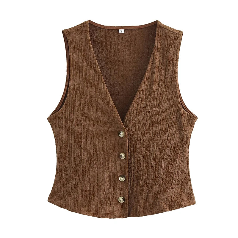 Willshela, conjunto de 2 piezas a la moda para mujer, camisetas sin mangas lisas con una botonadura y pantalones Vintage de cintura alta elástica, traje de pantalones elegantes para mujer