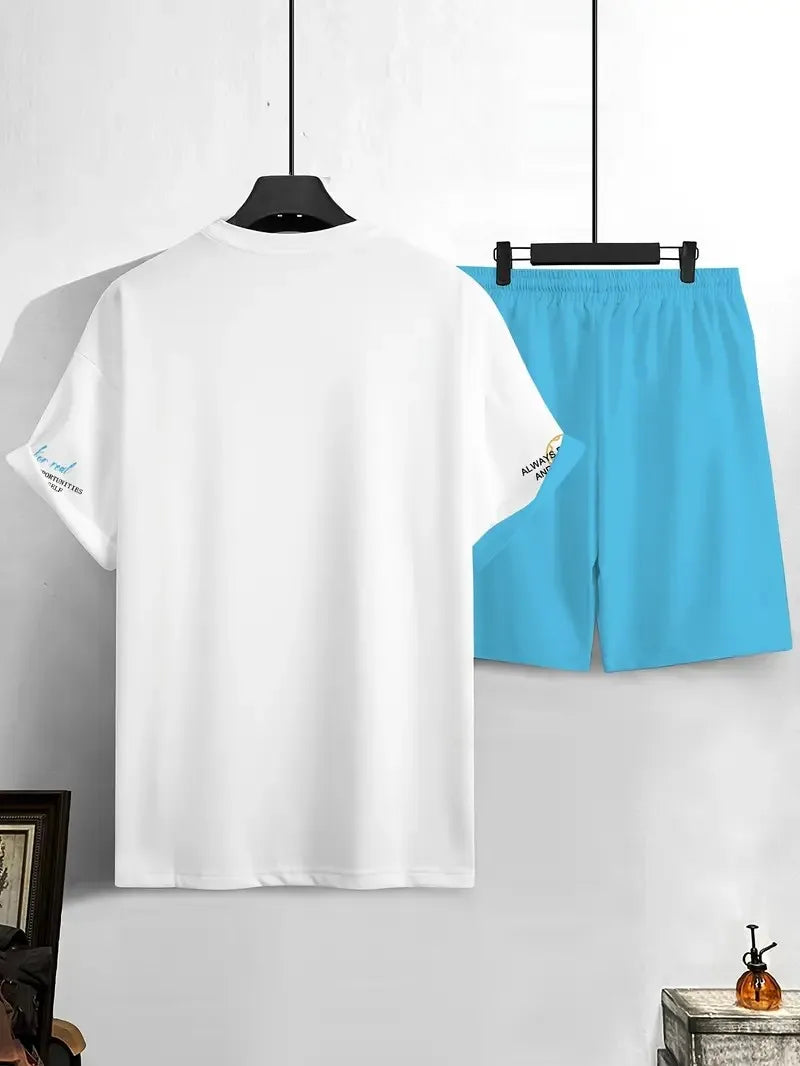 El nuevo conjunto de verano 2025 para hombres presenta moda urbana, comodidad informal, suavidad, transpirabilidad y impresión de patrones digitales 3D