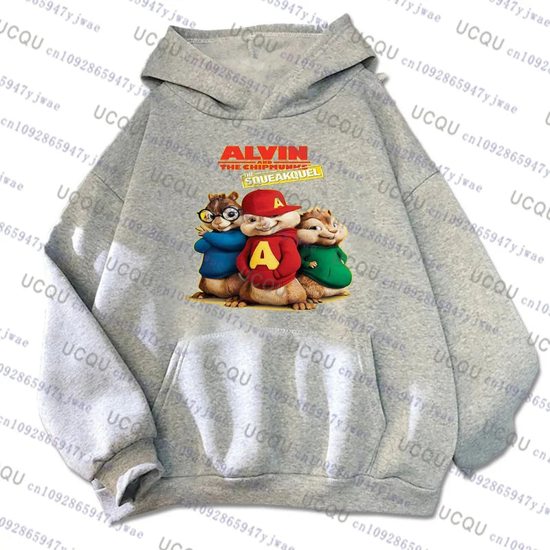 Alvin and The Chipmunks 2026 Sudadera con capucha de moda para mujer y hombre, disfraz de Halloween de Alvin Chipmunk, jersey de algodón para niños