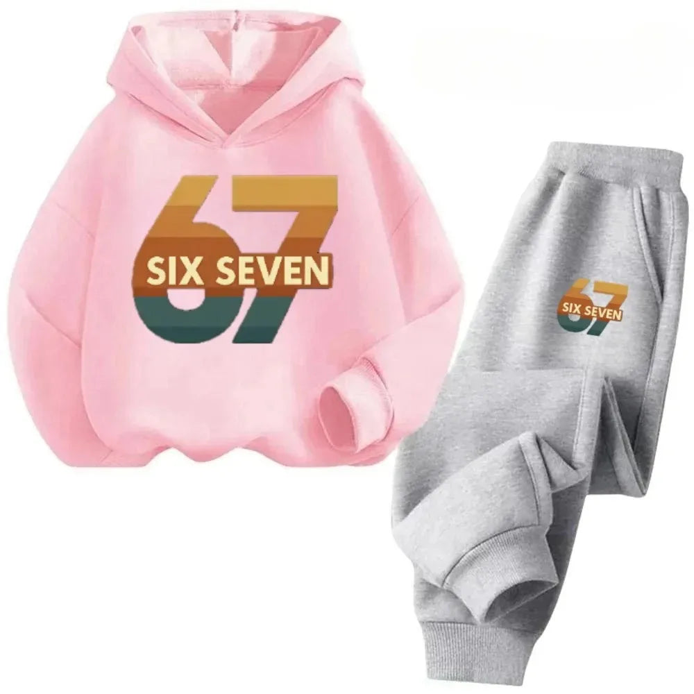 Conjunto de Ropa Infantil 67 Comfort, de 4 a 13 Años, Algodón Orgánico Antiencogimiento, Agradable al Tacto, Ropa Escolar, Conjunto de Sudadera Cómoda para Niños