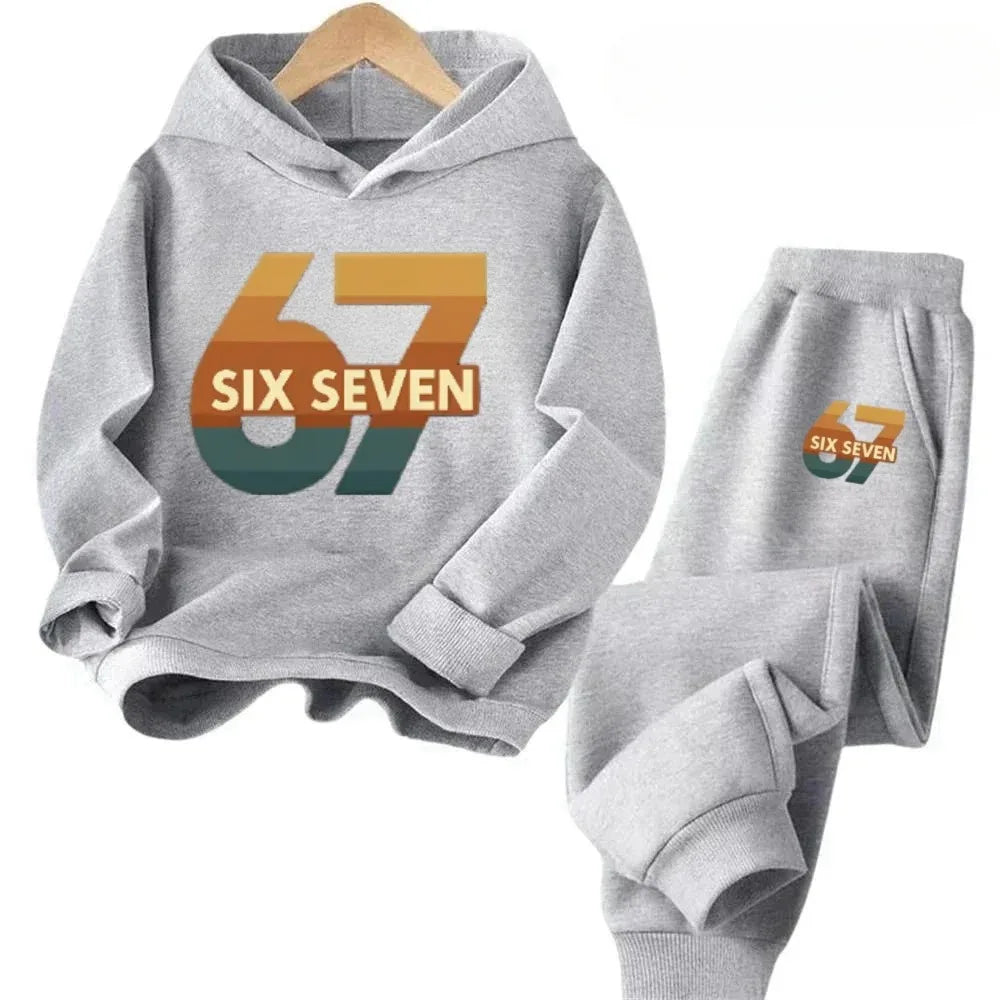 Conjunto de Ropa Infantil 67 Comfort, de 4 a 13 Años, Algodón Orgánico Antiencogimiento, Agradable al Tacto, Ropa Escolar, Conjunto de Sudadera Cómoda para Niños