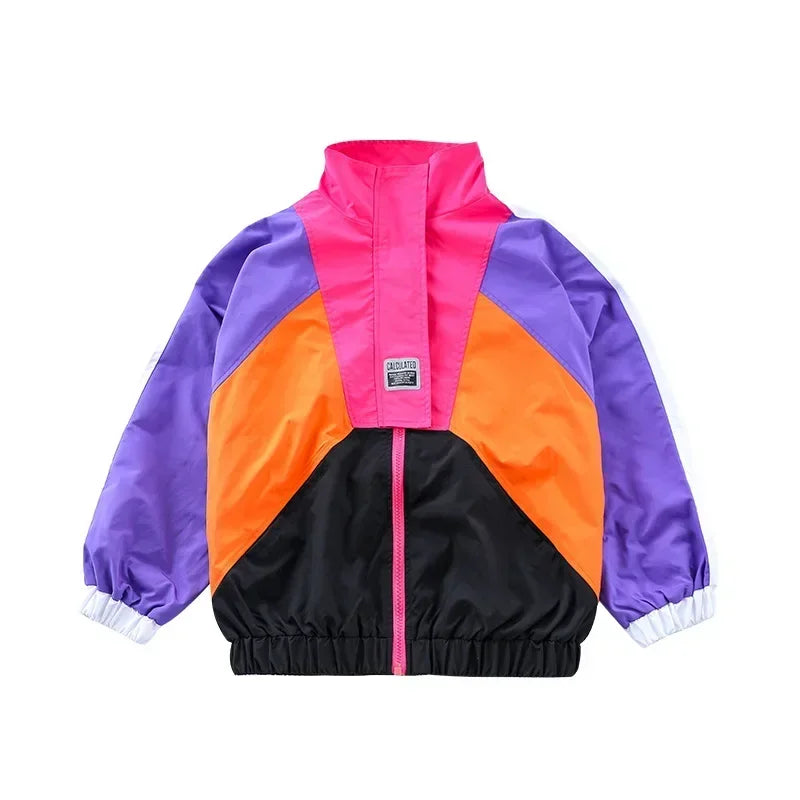 Abrigo de contraste de Hip Hop para niños y niñas, conjunto de ropa de Jazz para correr, chaqueta de retazos de baile callejero, pantalones de chándal, disfraz para niños, ropa de calle