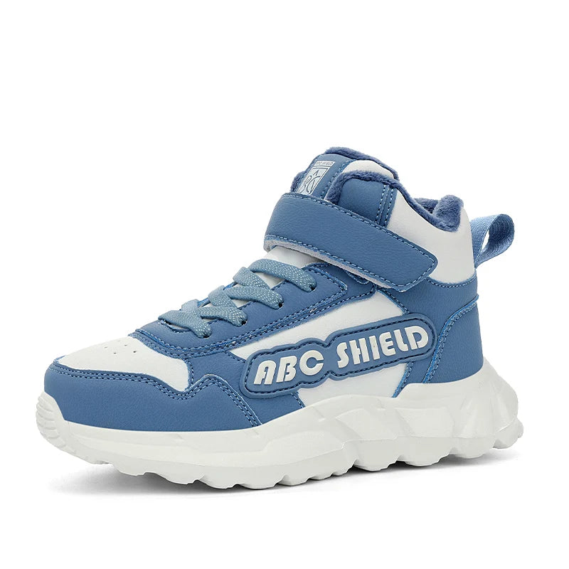 Zapatos de otoño e invierno para niños, zapatillas altas, zapatos cálidos de felpa de algodón para niños, zapatillas deportivas informales para uso diario para niños de 4 a 12 años