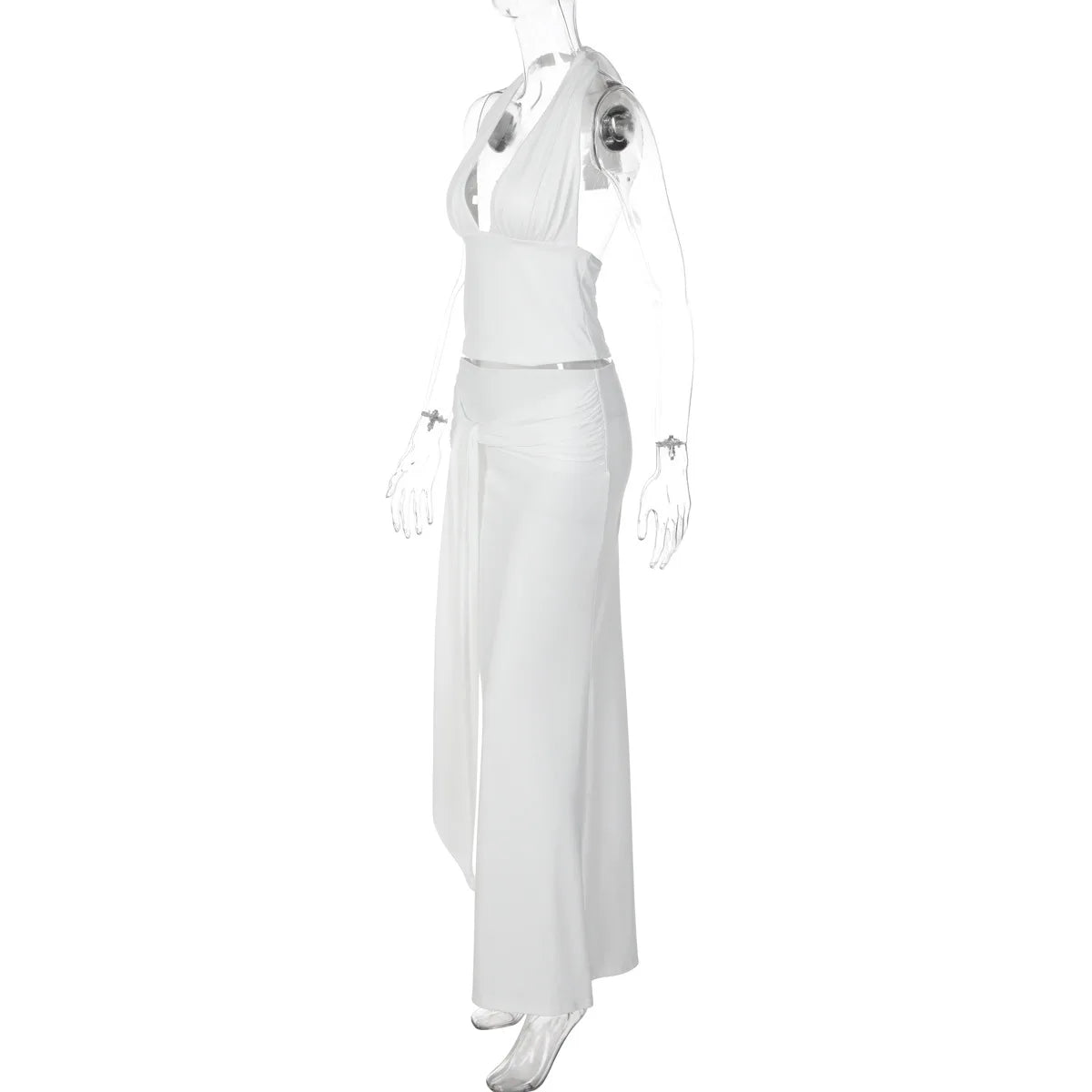 Conjunto de Vestido de 2 Piezas para Mujer Tuularose, Top Sexy con Cuello Halter y Falda con Tiras, Conjunto Elegante para Fiesta de Verano