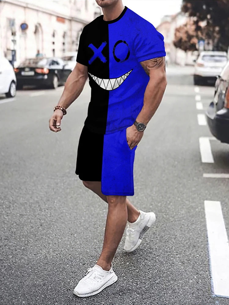 Camisetas de verano al aire libre de moda de calle para hombre Casual diario pantalones cortos deportivos para Hombre Camisetas y conjuntos de pantalones cortos con cordón para hombre