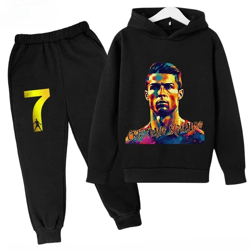 Chándal de Secado Rápido CR7 para Niños de 7 a 13 Años, Ronaldo 7 #   Conjunto Deportivo Estampado, Ropa Deportiva Transpirable, Ropa Infantil de Boutique