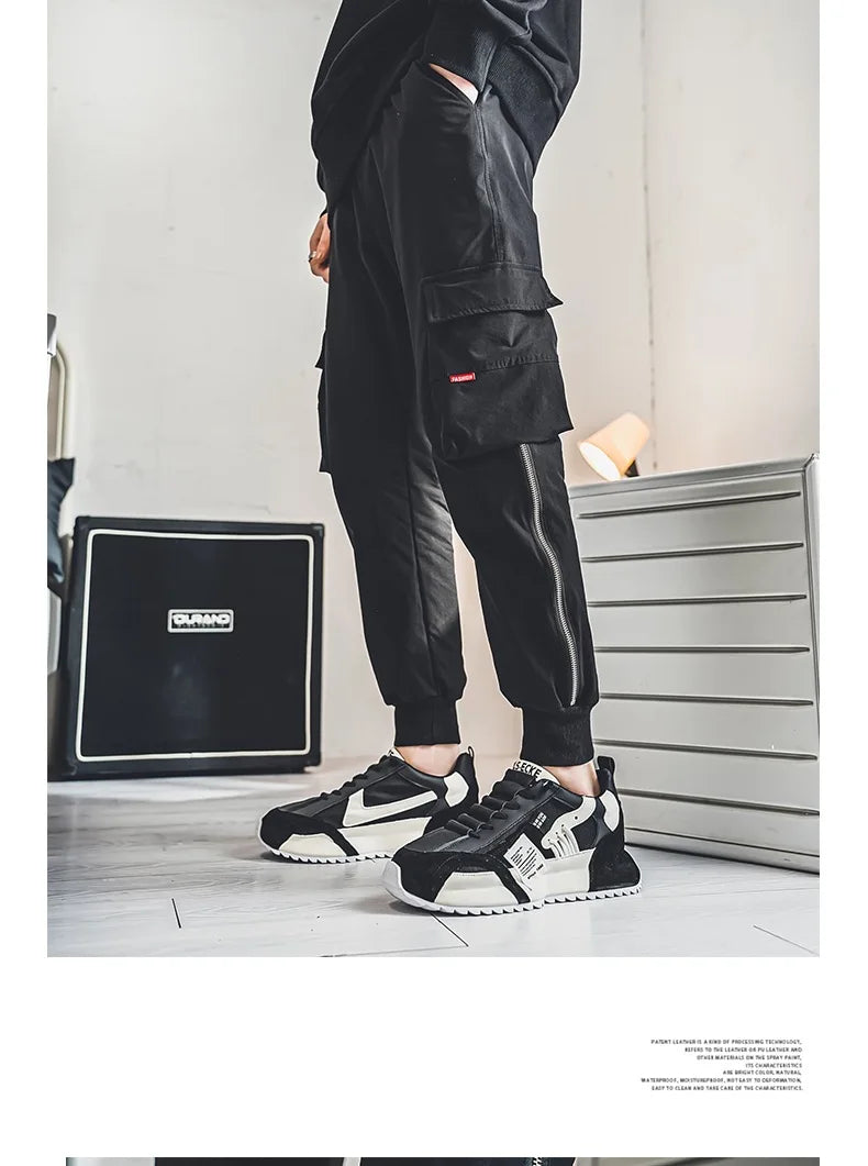 Shoes for Men Casual Sports Four Seasons Moccasins Trend Designed Personality Lace-up Leather Sneakers Comfortable Breathable