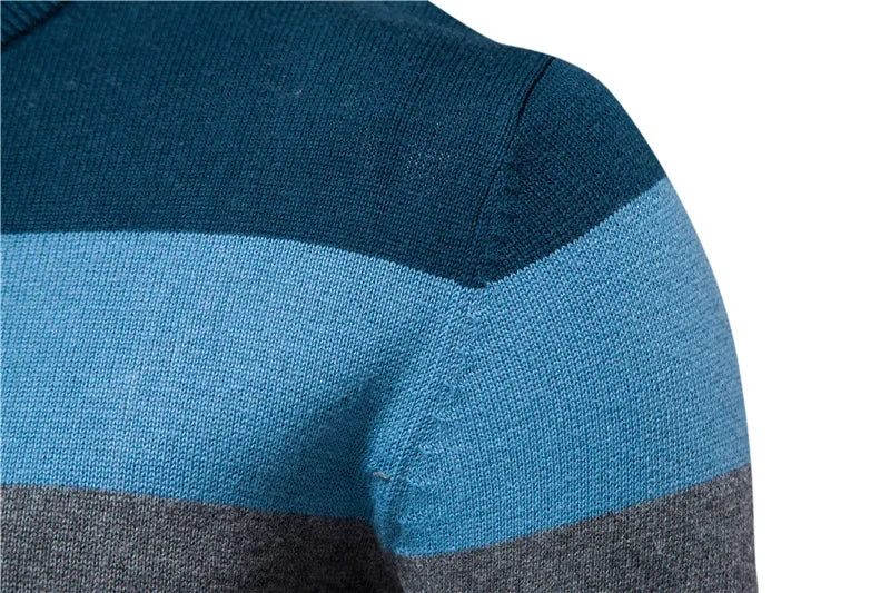 Suéter de punto informal para hombre joven europeo y americano Capa Base de Jersey a rayas, nuevo estilo de otoño e invierno