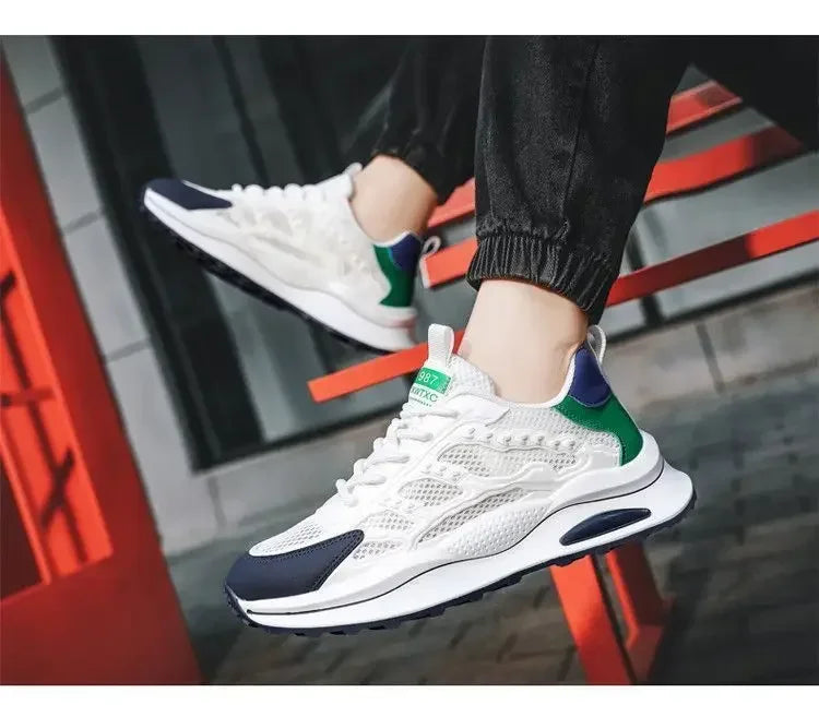 Zapatos deportivos informales y versátiles para hombre, botas de moto cruzadas blancas a la moda, suela suave, transpirabno 2024