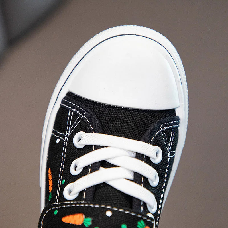 Zapatos de lona para niños y niñas, zapatillas informales estampadas, deportivas para correr, tenis, rosa, negro, de 4 a 12 años, Envío Gratis