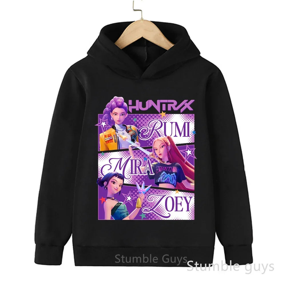 Conjunto de sudadera con capucha Kpop Demon Hunters de 3 a 14 años, ropa deportiva para niños y niñas, ropa diaria de otoño para niños