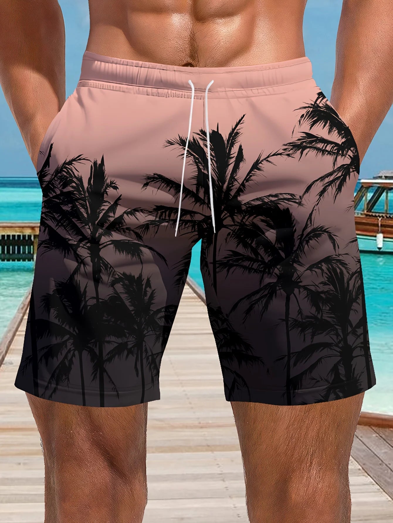 Shorts de Playa para Hombre con Estampado de Palmeras y Cocoteros, Nuevos Shorts de Verano para Vacaciones, Shorts Casuales Clásicos de Secado Rápido para Hombre