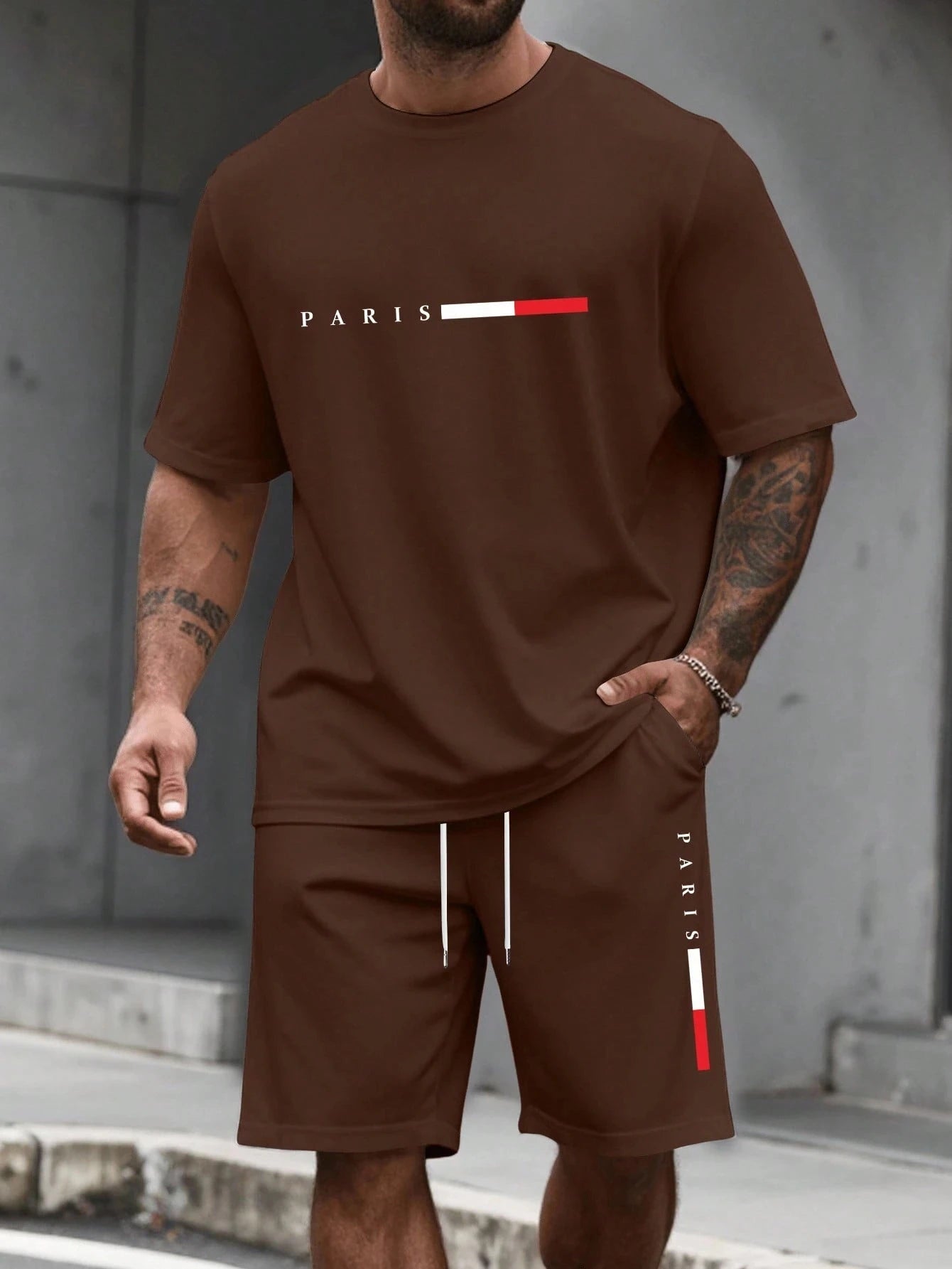 Chándal de hombre 2 piezas  Conjunto de camisa y pantalones cortos de manga corta con cuello redondo, traje para correr para hombre, camisetas de talla grande, ropa para hombre, camiseta de verano