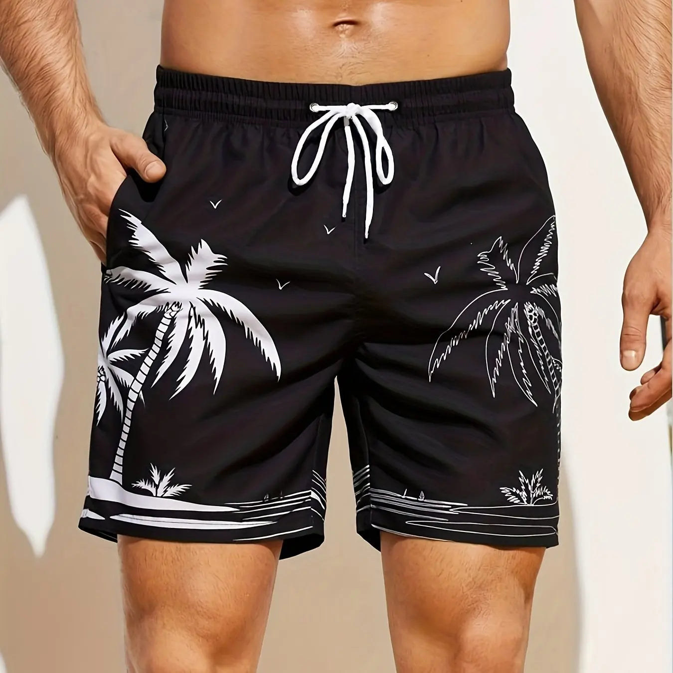 Pantalón Corto 3D Árbol de Coco Hombre | Bañador Playa Suelto Secado Rápido