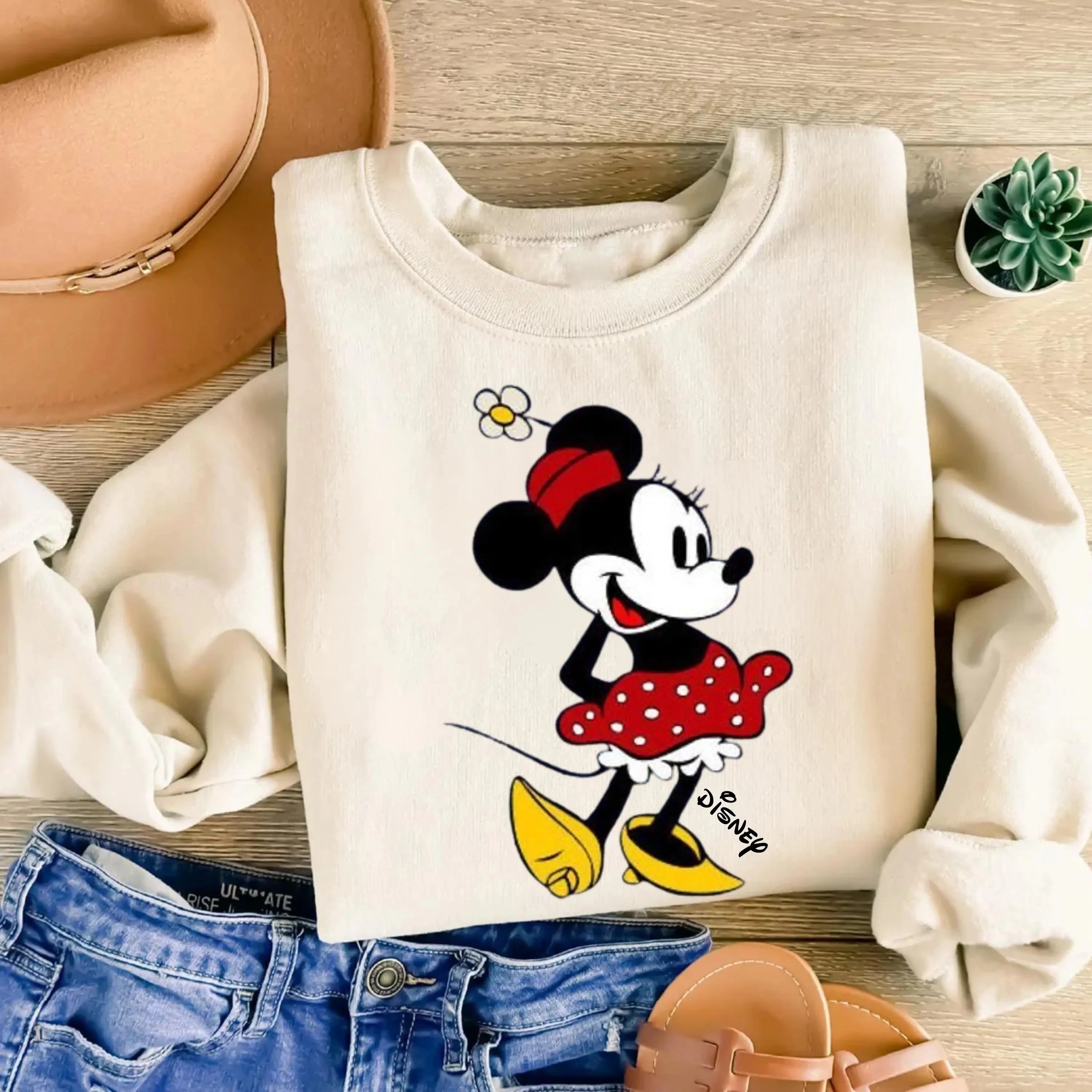 Sudadera vintage de Minnie Mouse de Disney para mujer, sudadera de lana para primavera y otoño, para el día a día y para cualquier ocasión