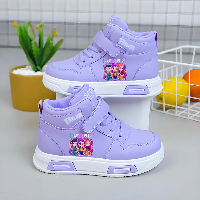 Nuevas zapatillas Kpop Demon Hunter para niños, zapatillas altas para niñas, zapatos blancos de otoño, zapatillas informales para correr, Tenis de suela blanda antideslizantes