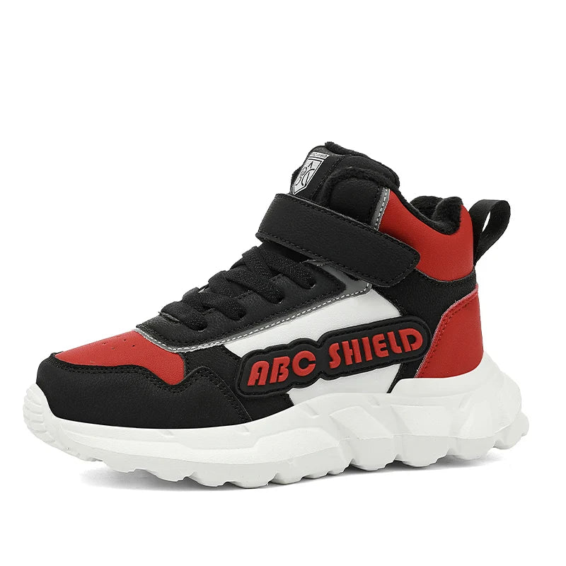 Zapatos de otoño e invierno para niños, zapatillas altas, zapatos cálidos de felpa de algodón para niños, zapatillas deportivas informales para uso diario para niños de 4 a 12 años