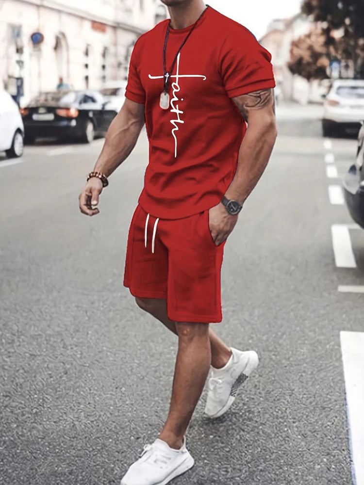 Camisetas de verano al aire libre de moda de calle para hombre Casual diario pantalones cortos deportivos para Hombre Camisetas y conjuntos de pantalones cortos con cordón para hombre