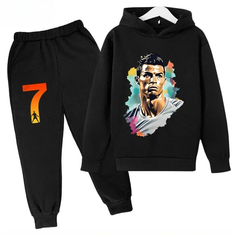 Chándal de Secado Rápido CR7 para Niños de 7 a 13 Años, Ronaldo 7 #   Conjunto Deportivo Estampado, Ropa Deportiva Transpirable, Ropa Infantil de Boutique